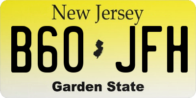 NJ license plate B60JFH