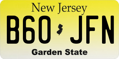 NJ license plate B60JFN