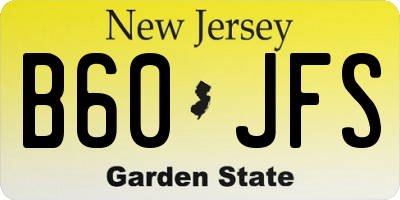 NJ license plate B60JFS