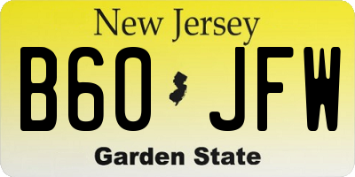 NJ license plate B60JFW