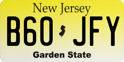 NJ license plate B60JFY