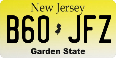 NJ license plate B60JFZ