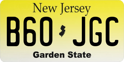 NJ license plate B60JGC
