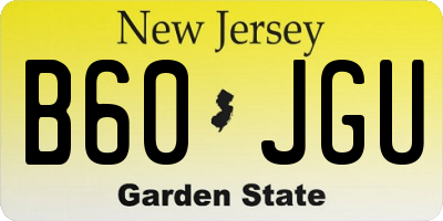 NJ license plate B60JGU