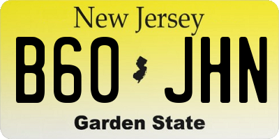 NJ license plate B60JHN