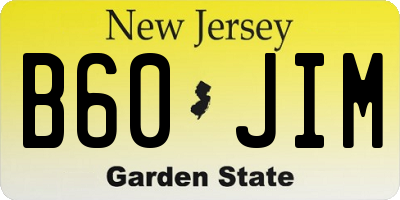 NJ license plate B60JIM