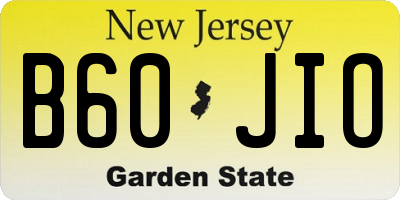 NJ license plate B60JIO