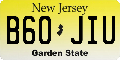 NJ license plate B60JIU