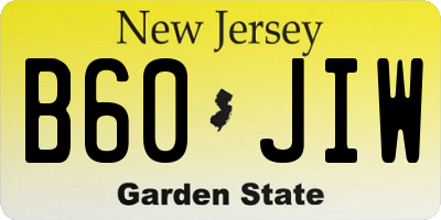 NJ license plate B60JIW