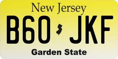 NJ license plate B60JKF