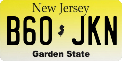 NJ license plate B60JKN