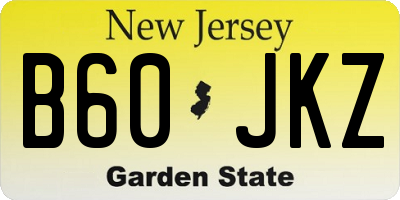 NJ license plate B60JKZ