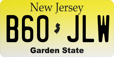 NJ license plate B60JLW
