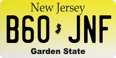 NJ license plate B60JNF