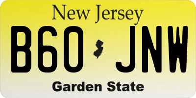 NJ license plate B60JNW