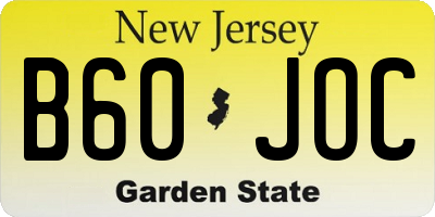 NJ license plate B60JOC