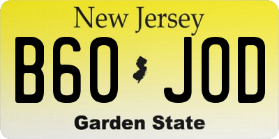 NJ license plate B60JOD