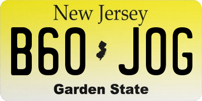 NJ license plate B60JOG