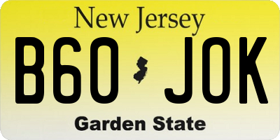NJ license plate B60JOK