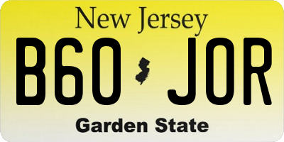 NJ license plate B60JOR