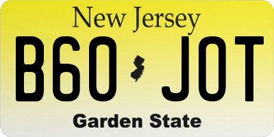 NJ license plate B60JOT
