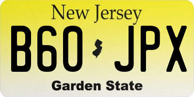 NJ license plate B60JPX