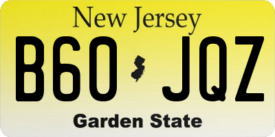 NJ license plate B60JQZ