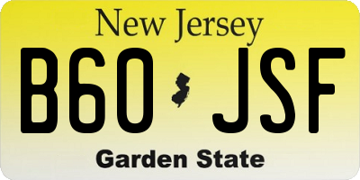 NJ license plate B60JSF