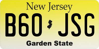 NJ license plate B60JSG