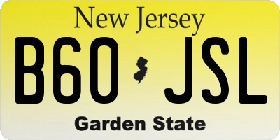 NJ license plate B60JSL