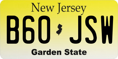 NJ license plate B60JSW