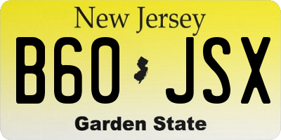 NJ license plate B60JSX