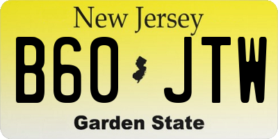 NJ license plate B60JTW