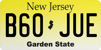 NJ license plate B60JUE
