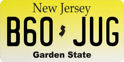 NJ license plate B60JUG