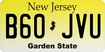 NJ license plate B60JVU