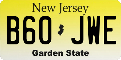 NJ license plate B60JWE
