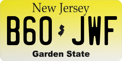 NJ license plate B60JWF