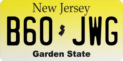 NJ license plate B60JWG
