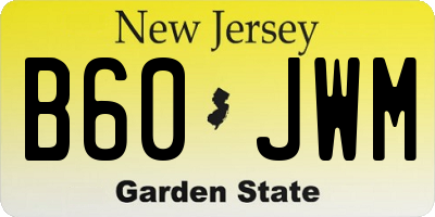 NJ license plate B60JWM