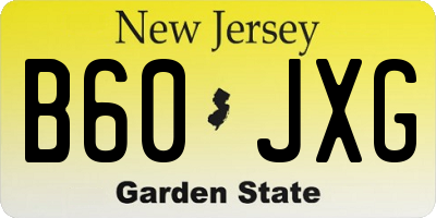 NJ license plate B60JXG