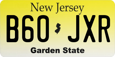 NJ license plate B60JXR
