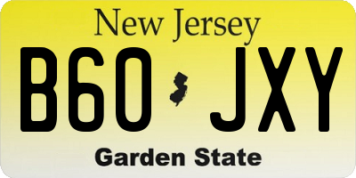 NJ license plate B60JXY