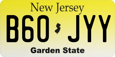 NJ license plate B60JYY