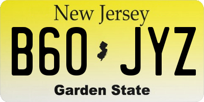 NJ license plate B60JYZ