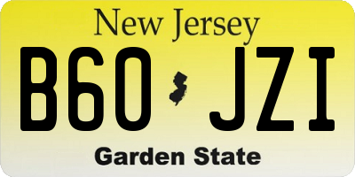 NJ license plate B60JZI
