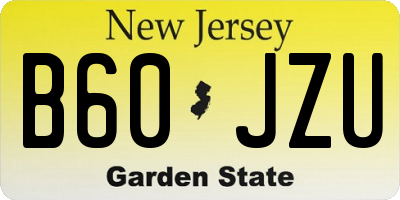 NJ license plate B60JZU
