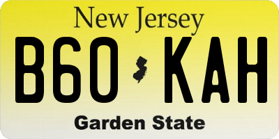 NJ license plate B60KAH