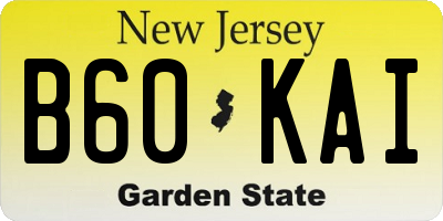 NJ license plate B60KAI