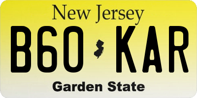 NJ license plate B60KAR